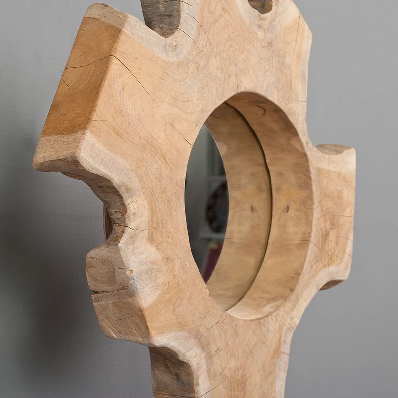 Spiegel KAKI aus Teakholz mit Holzfuß ca.55cm