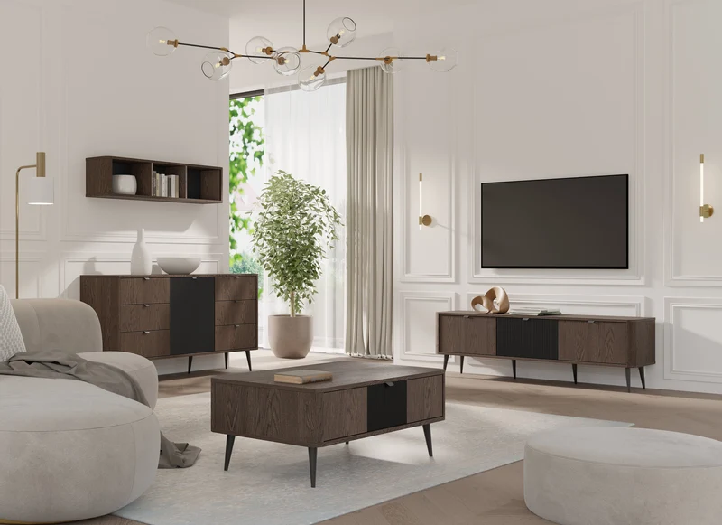 Marly Highboard 90 cm mit 2 Türen und 3 Schubladen – Baltic Storm