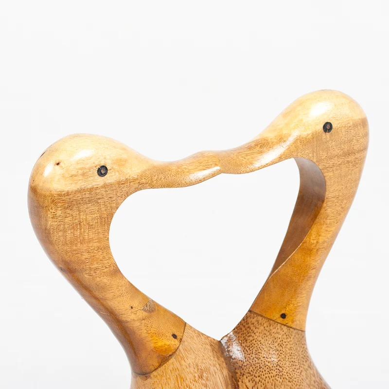 Deko-Figur DUCK LOVE 35cm Bambus / Teak Natural Holz Handarbeit
