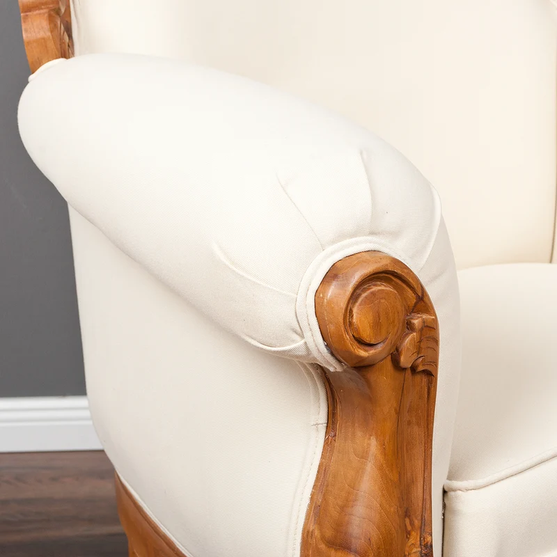 Sessel KARMA Teak & Stoffbezug Natural / Creme