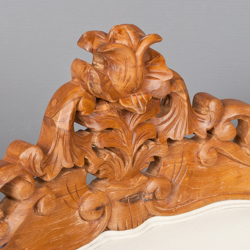 Sessel KARMA Teak & Stoffbezug Natural / Creme