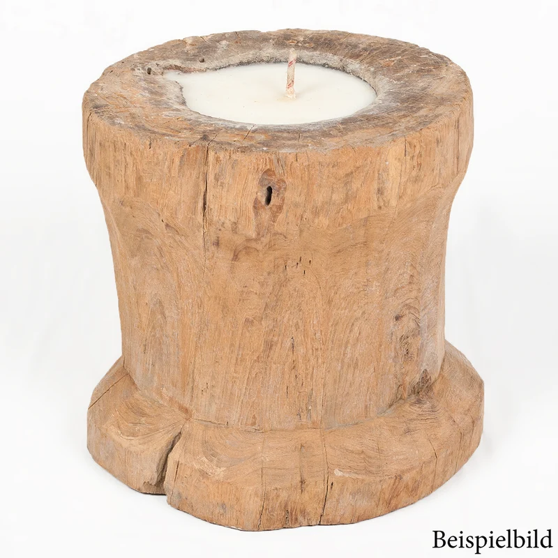 Antikes Reisstampfgefäß ANTIGUO Teak inkl. Kerze
