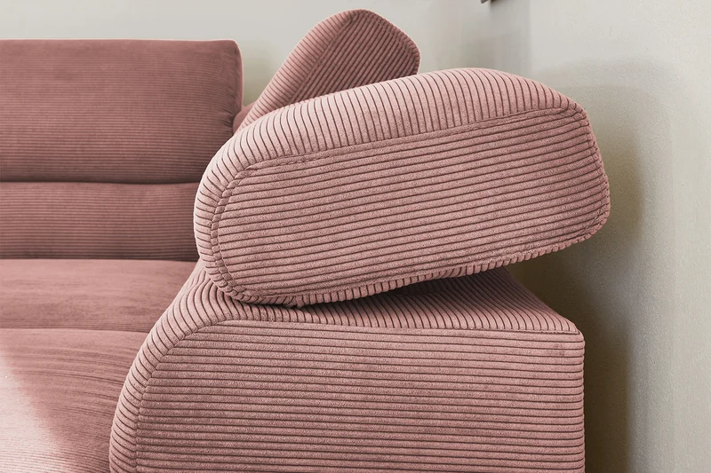 KAWOLA Sofa DELIA Ecksofa Feincord rosa