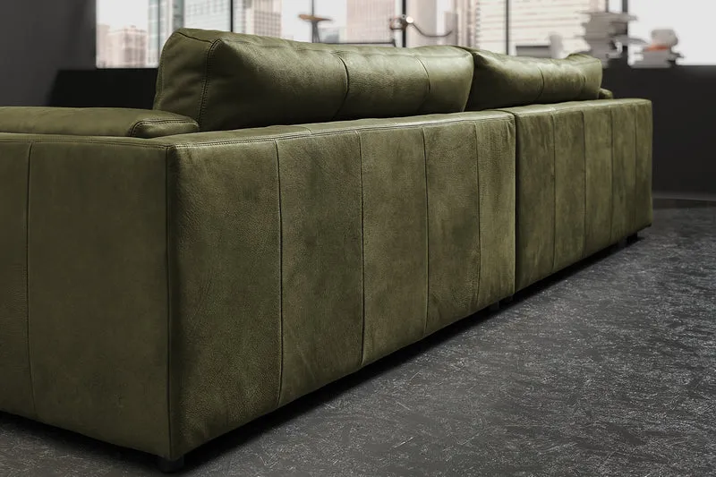 KAWOLA Big Sofa RAINA Leder olivgrün