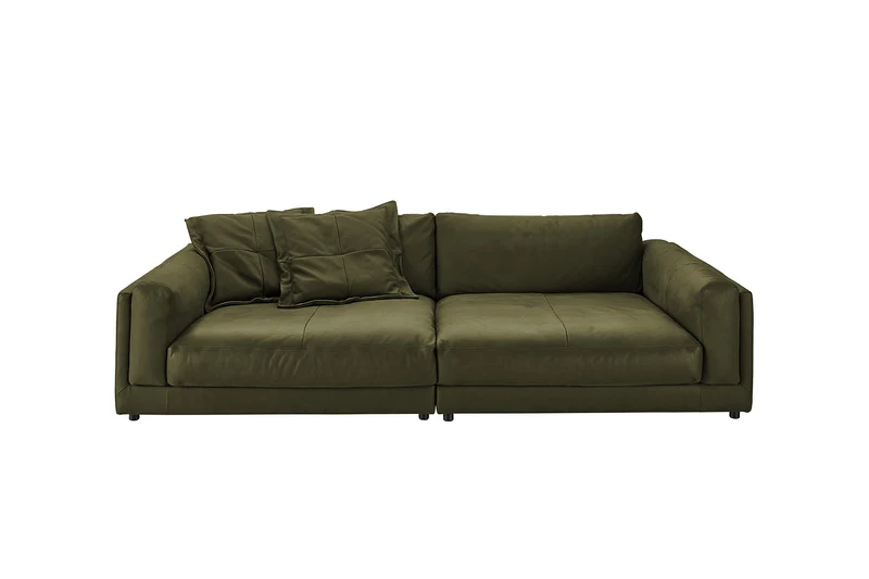 KAWOLA Big Sofa RAINA Leder olivgrün