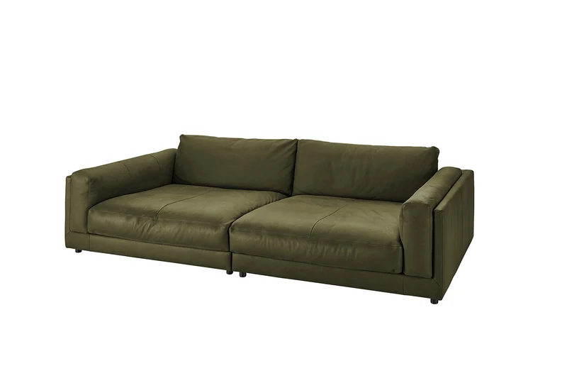 KAWOLA Big Sofa RAINA Leder olivgrün