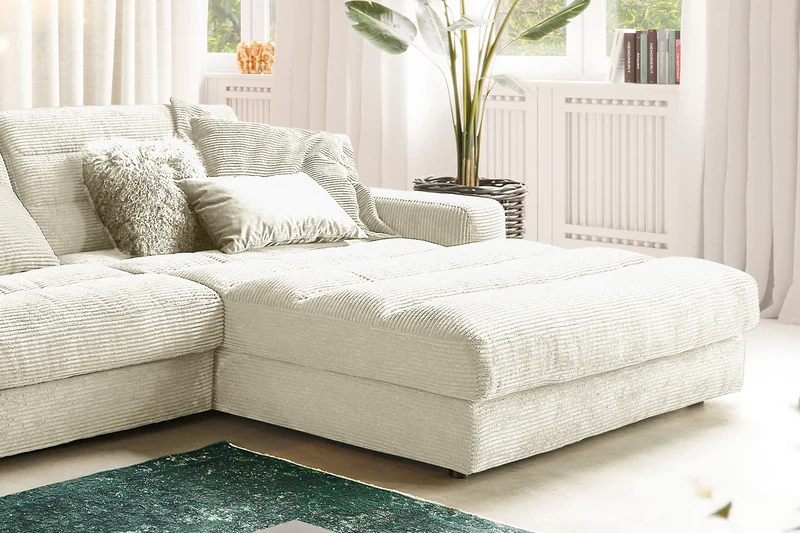 KAWOLA Sofa LANA XL Ecksofa Cord cremeweiß