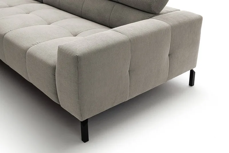 KAWOLA Sofa OHIO Ecksofa Feincord silber