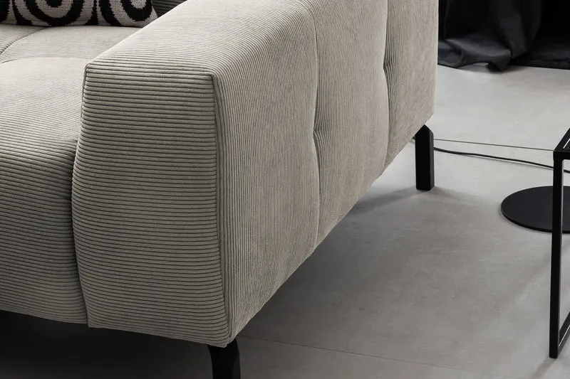 KAWOLA Sofa OHIO Ecksofa Feincord silber