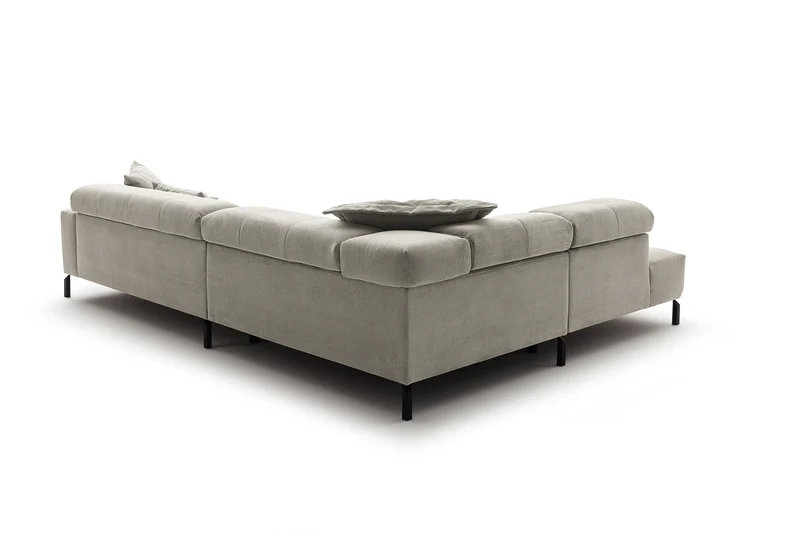 KAWOLA Sofa OHIO Ecksofa Feincord silber