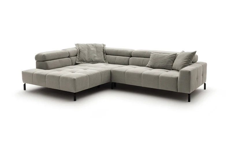 KAWOLA Sofa OHIO Ecksofa Feincord silber