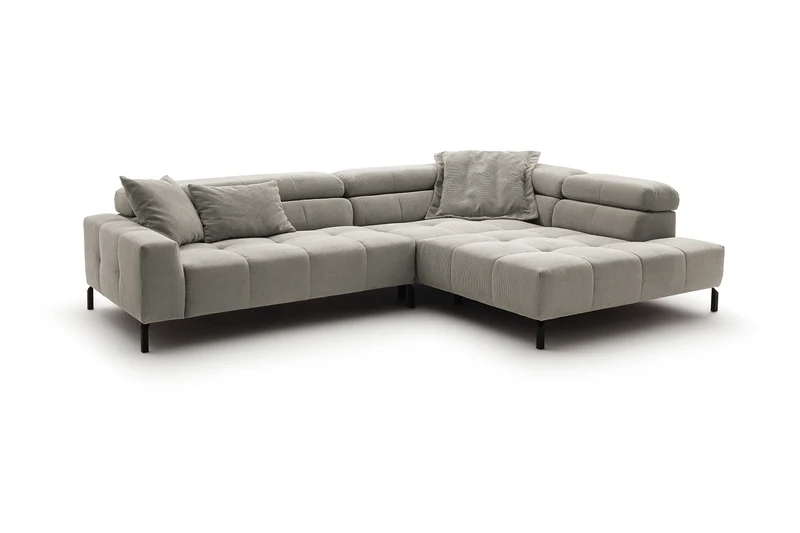 KAWOLA Sofa OHIO Ecksofa Feincord silber