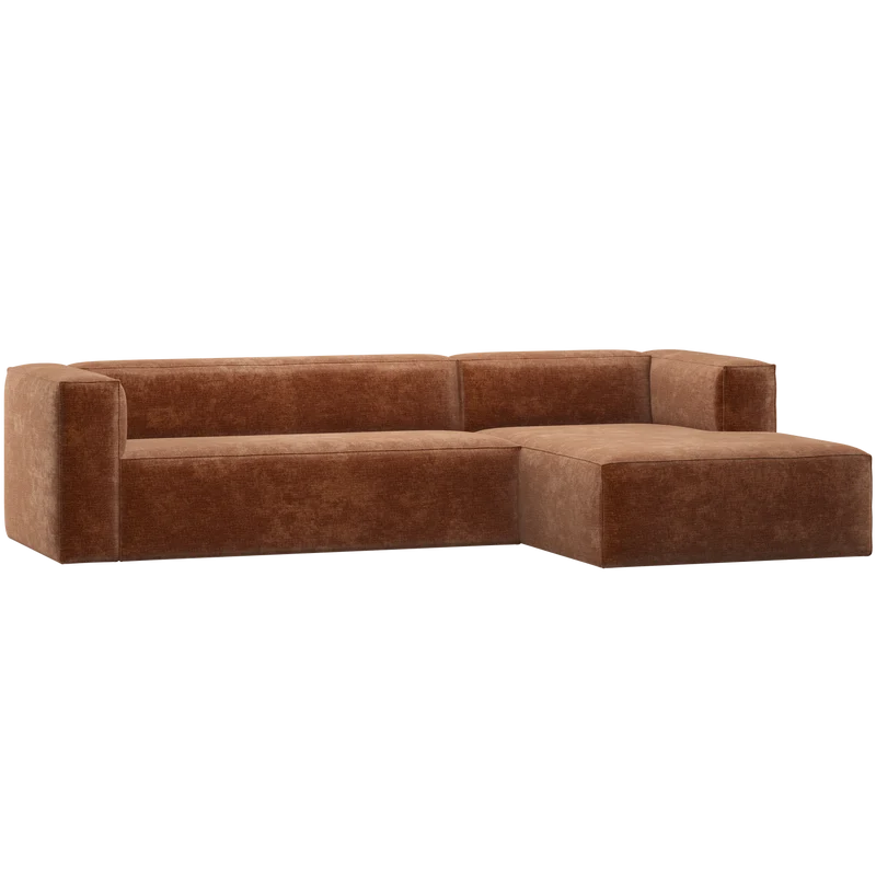 Bean ecksofa rechts chenille-samt terra
