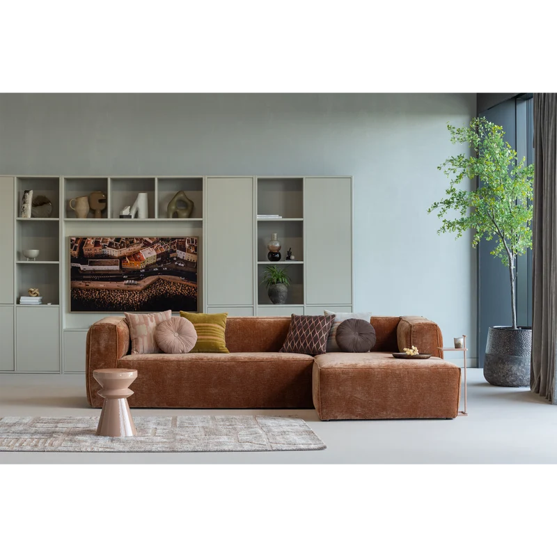 Bean ecksofa rechts chenille-samt terra