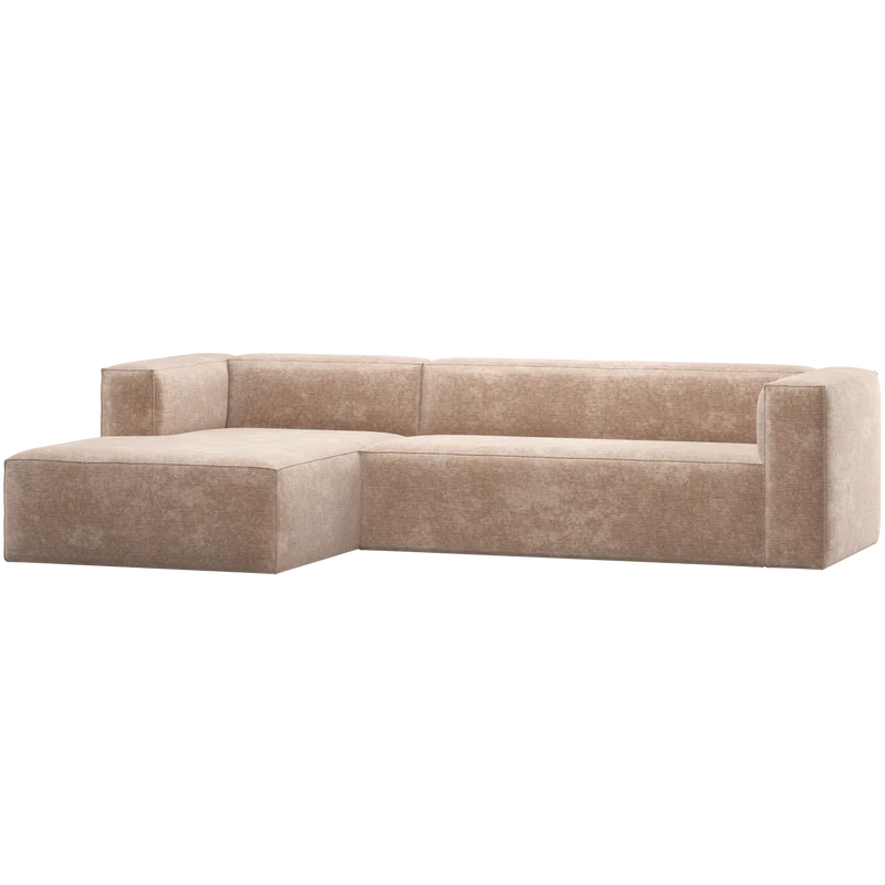 Bean ecksofa links chenille-samt natur