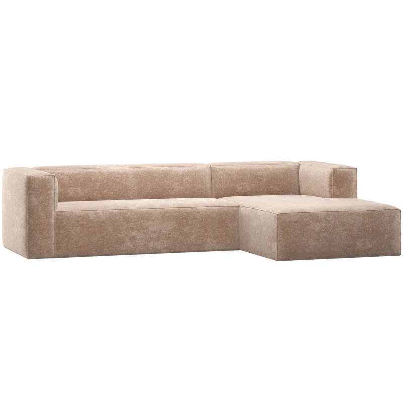 Bean ecksofa rechts chenille-samt natur
