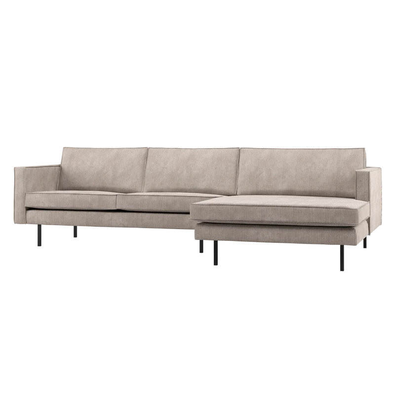 Rodeo chaise longue sofa rechts cord dunkelsand