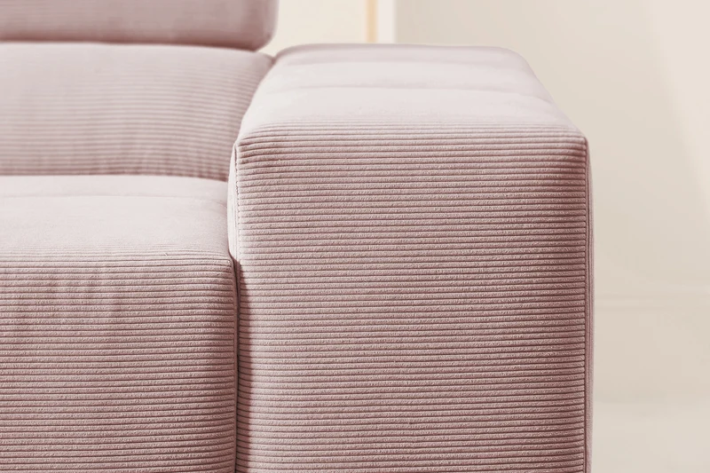 KAWOLA Sofa NEVADA Ecksofa Feincord rosa