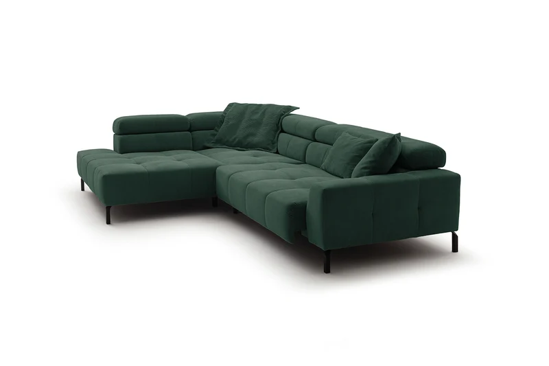 KAWOLA Sofa OHIO Ecksofa Feincord grün