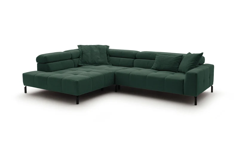 KAWOLA Sofa OHIO Ecksofa Feincord grün
