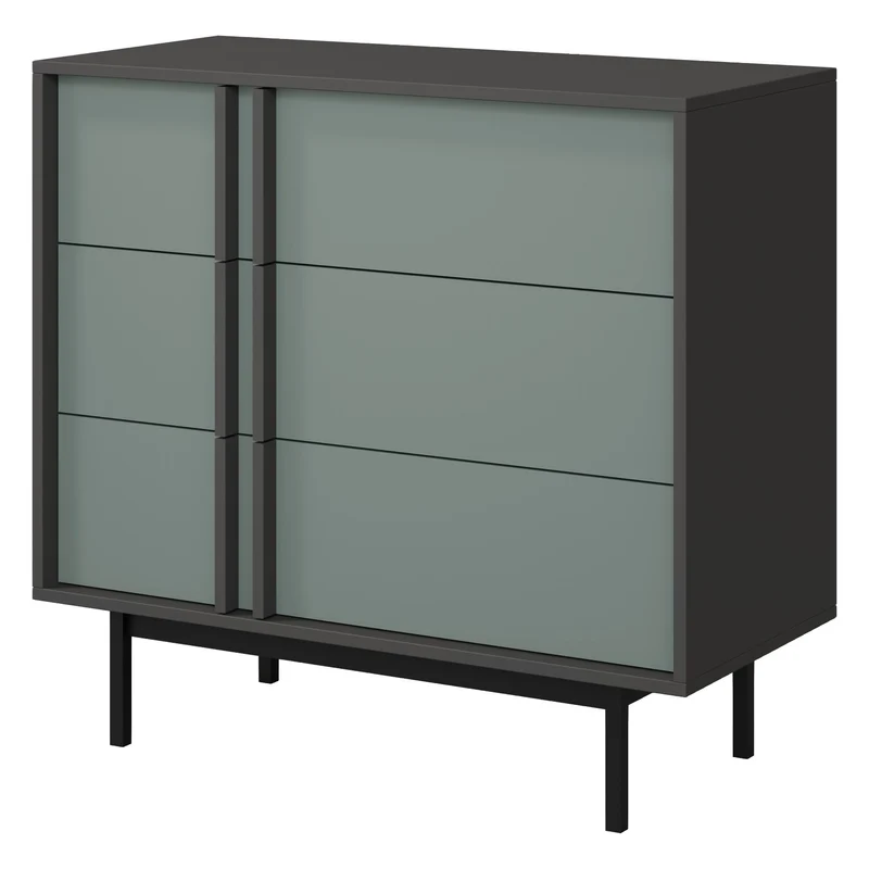 Alsy Kommode 93 cm mit 3 Schubladen – Anthrazit / Aloe