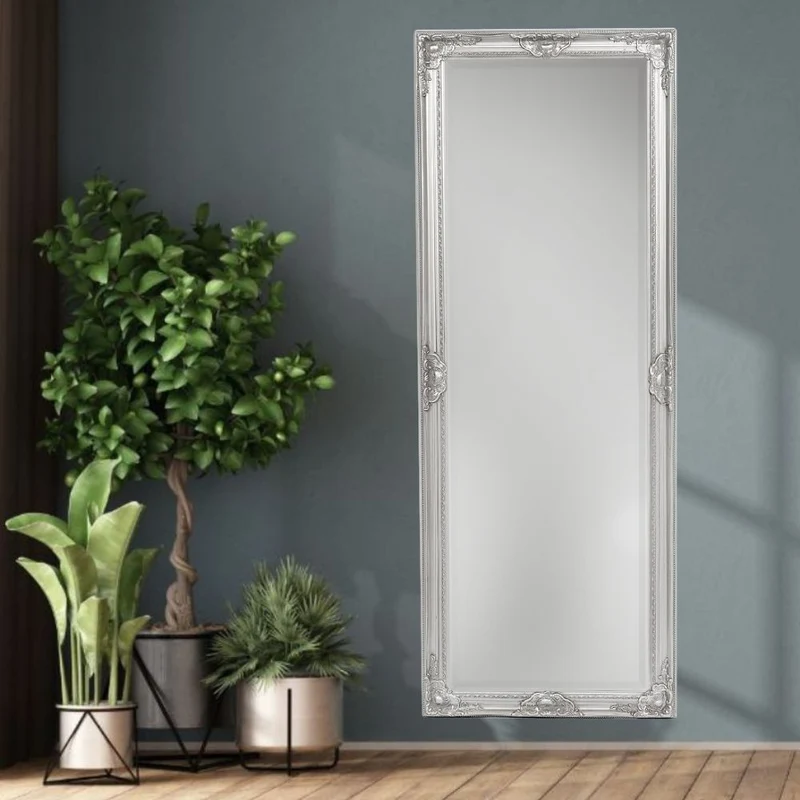 Spiegel LEANDOS barock silber-antik 180x70cm Holzrahmen