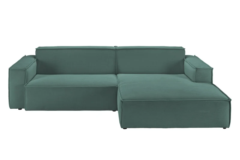 KAWOLA Sofa SAMU Ecksofa Feincord grün