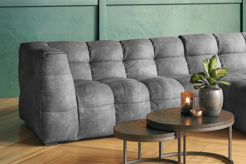 KAWOLA Sofa ROSARIO Ecksofa Velvet hellgrau