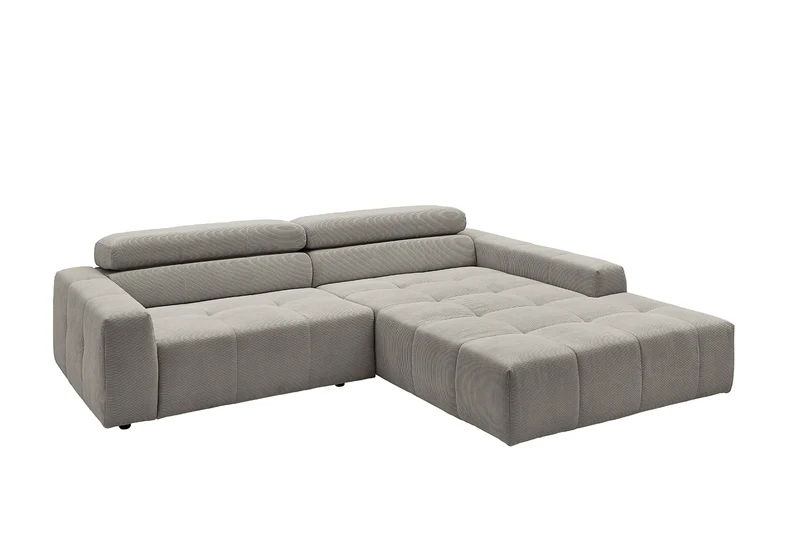 KAWOLA Sofa RENO Ecksofa Feincord grau