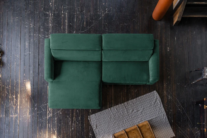 KAWOLA Sofa LAISKA Ecksofa Cord smaragd