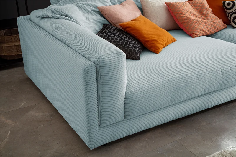 KAWOLA Big Sofa RAINA Cord hellblau