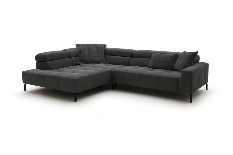 KAWOLA Sofa OHIO Ecksofa Feincord anthrazit