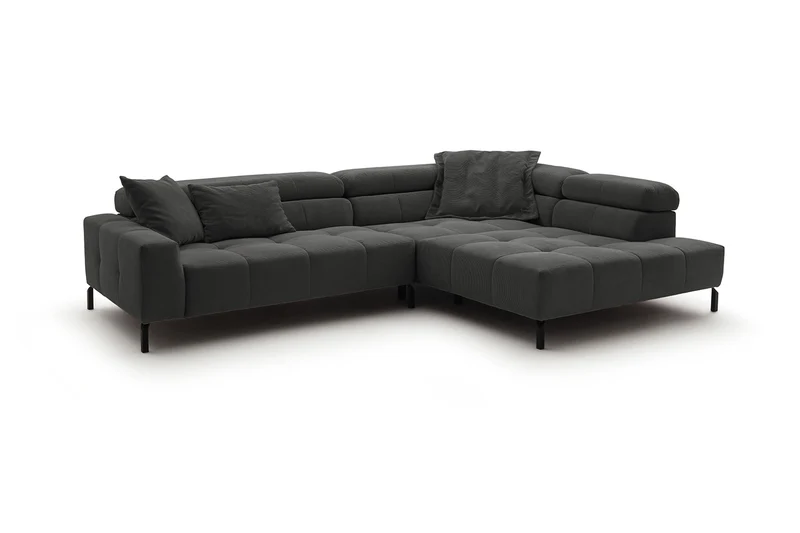 KAWOLA Sofa OHIO Ecksofa Feincord anthrazit