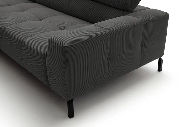 KAWOLA Sofa OHIO Ecksofa Feincord anthrazit