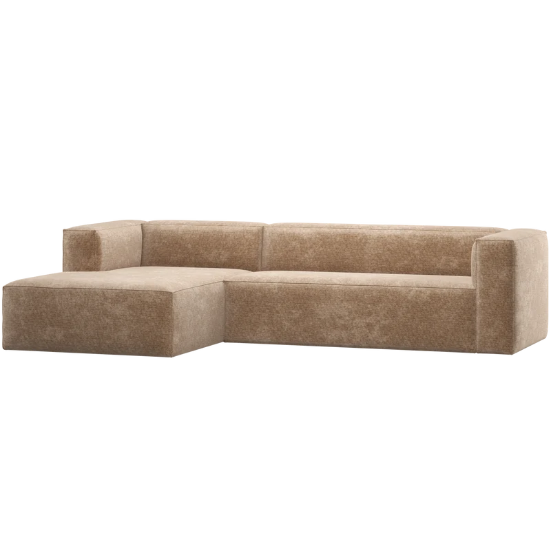 Bean ecksofa links chenille-samt pfirsichrosa