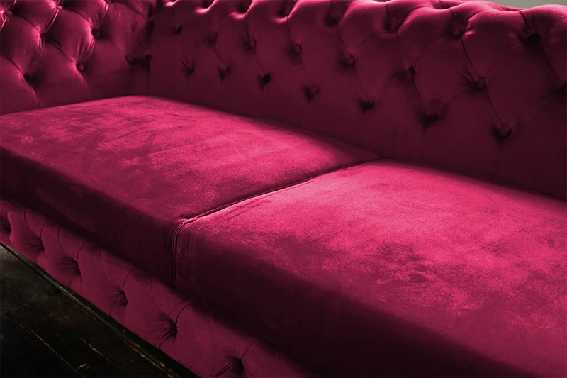 KAWOLA Sofa NARLA Chesterfield 3-Sitzer Velvet rot