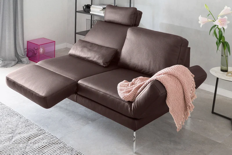 KAWOLA Sofa HURRICANE 2-Sitzer Leder braun