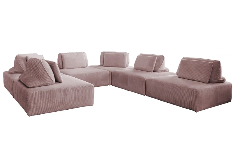 KAWOLA Modulsofa WIOLO SOFT 6 Module 6 Rückenkissen Cord rosa