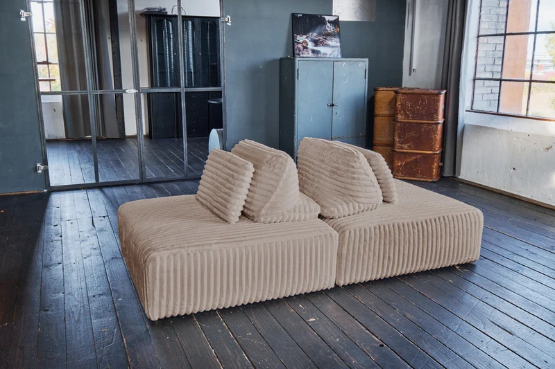 KAWOLA Modulsofa WIOLO SOFT 2 Module 2 Rückenkissen Weicher Breitcord taupe