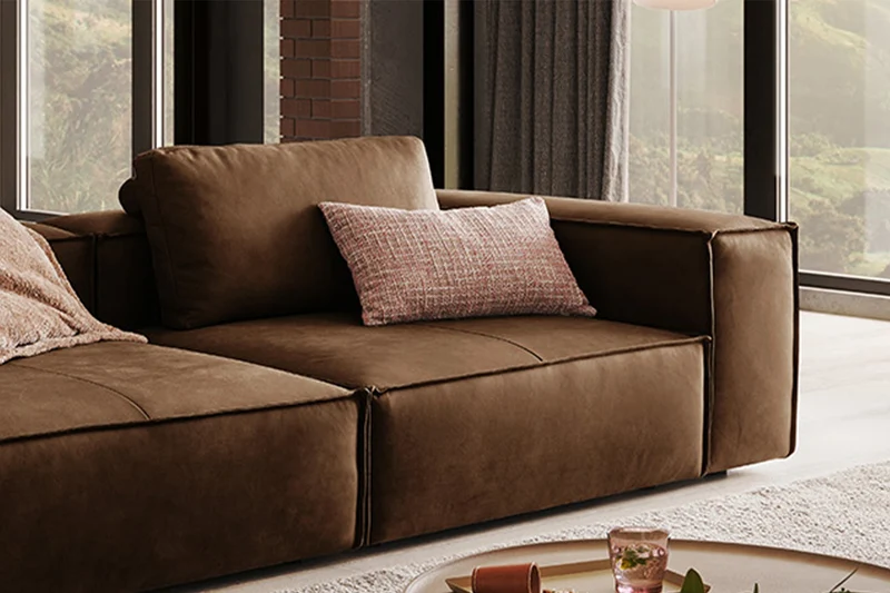 KAWOLA Sofa CARMO 3-Sitzer Leder braun