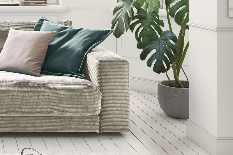KAWOLA Sofa MADELINE 2-Sitzer Cord steingrau