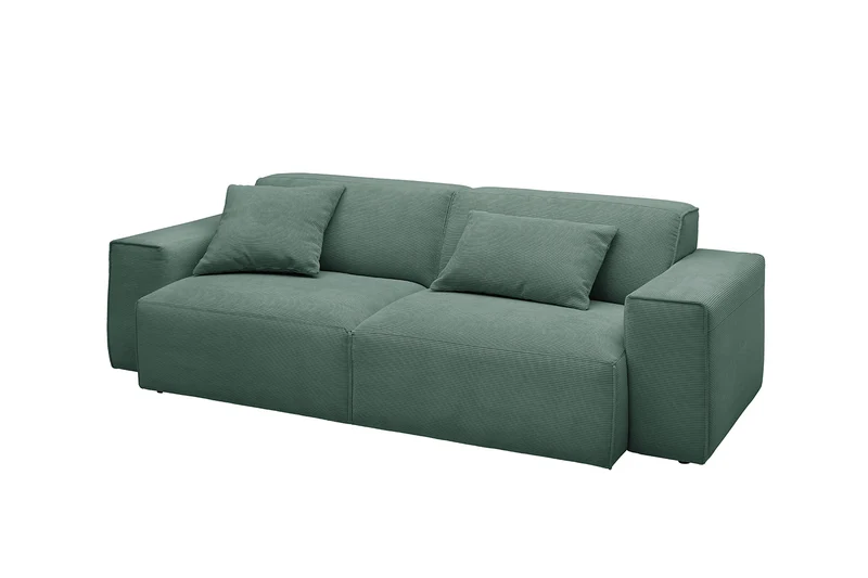 KAWOLA Sofa RANI 3-Sitzer Feincord grün