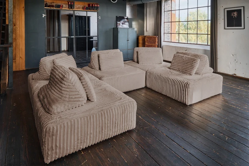 KAWOLA Modulsofa WIOLO SOFT 5 Module 5 Rückenkissen Weicher Breitcord taupe