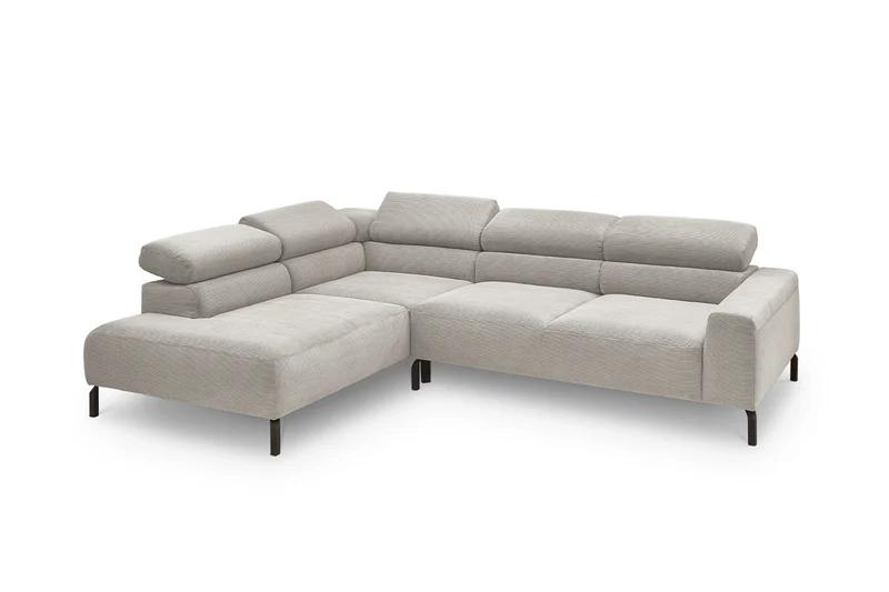 KAWOLA Sofa DELIA Ecksofa Feincord silber
