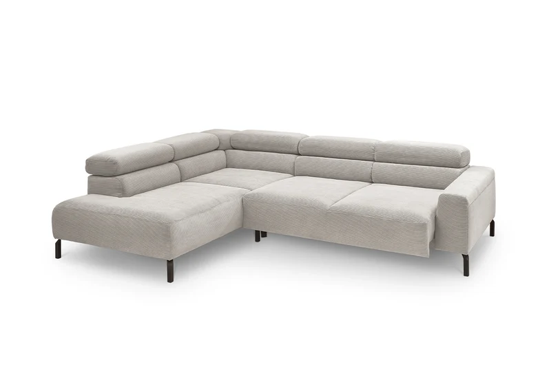 KAWOLA Sofa DELIA Ecksofa Feincord silber