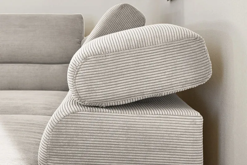 KAWOLA Sofa DELIA Ecksofa Feincord silber