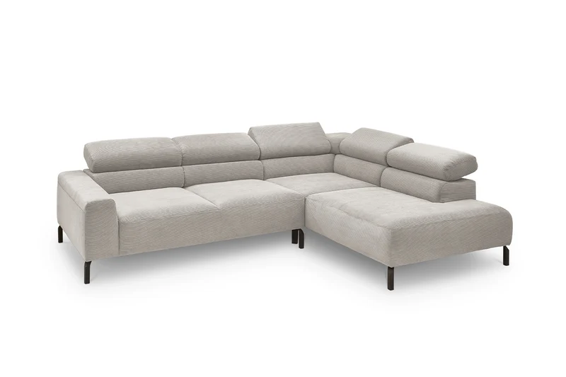 KAWOLA Sofa DELIA Ecksofa Feincord silber
