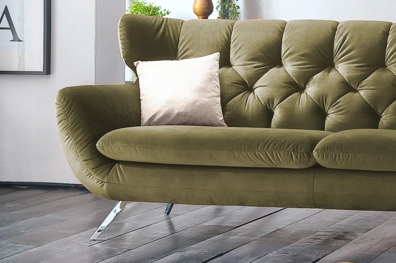 KAWOLA Sofa CHARME Velvet oliv