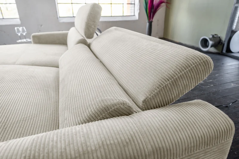 KAWOLA Sofa LAISKA Ecksofa Cord cremeweiß