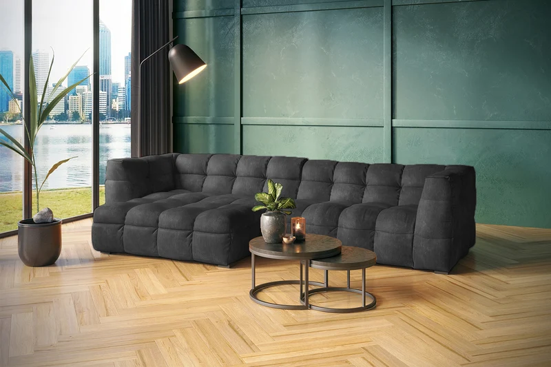 KAWOLA Sofa ROSARIO Ecksofa Velvet anthrazit